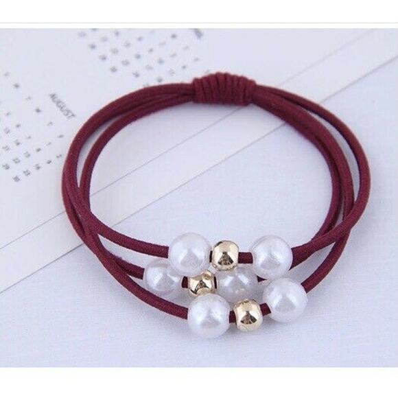 Multi-layered Wild Pearl Elastic Hair Ties Round Band Trio (Pack of 3) - Picture 3 of 3